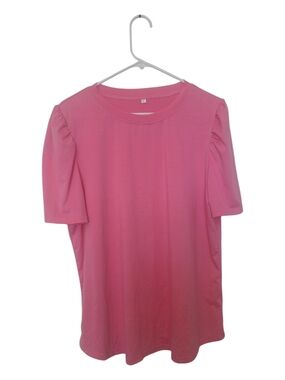 Women's Pink Puff Sleeve Top